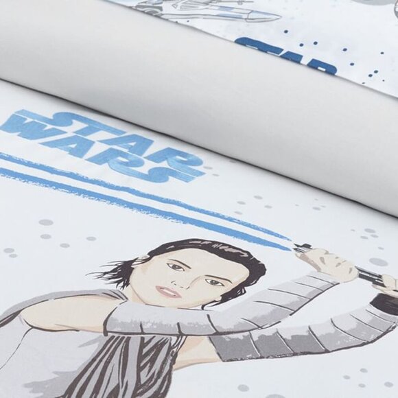 NWT Pottery Barn Kids X Star Wars Light Side Duvet Cover Size Twin White Cotton - Picture 1 of 8